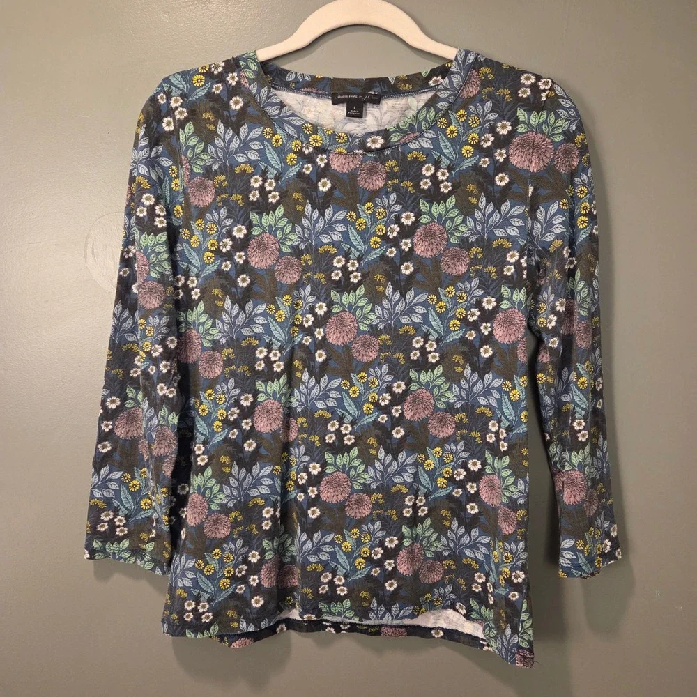 J.Crew‎ x Abigail Borg Prairie Moonlight 3/4 Sleeve Shirt Floral Print Women's S